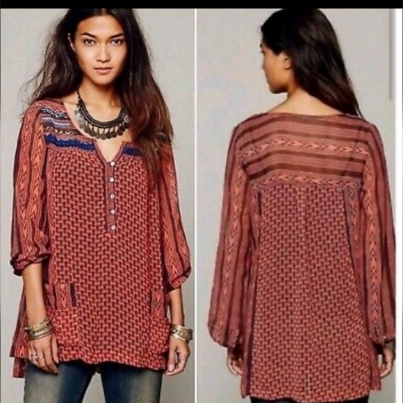 Free People Tops - Free People Feather In The Wind Top In Blood Orange